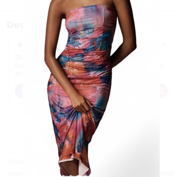 Anthropologie Dresses & Skirts - Anthropologie Dress Strapless Ruched Mesh Pink Blue Purple SIZE MEDIUM NEW